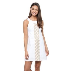 Lilly Pulitzer Jacqueline Resort White Metallic Gold Lace Shift Dress